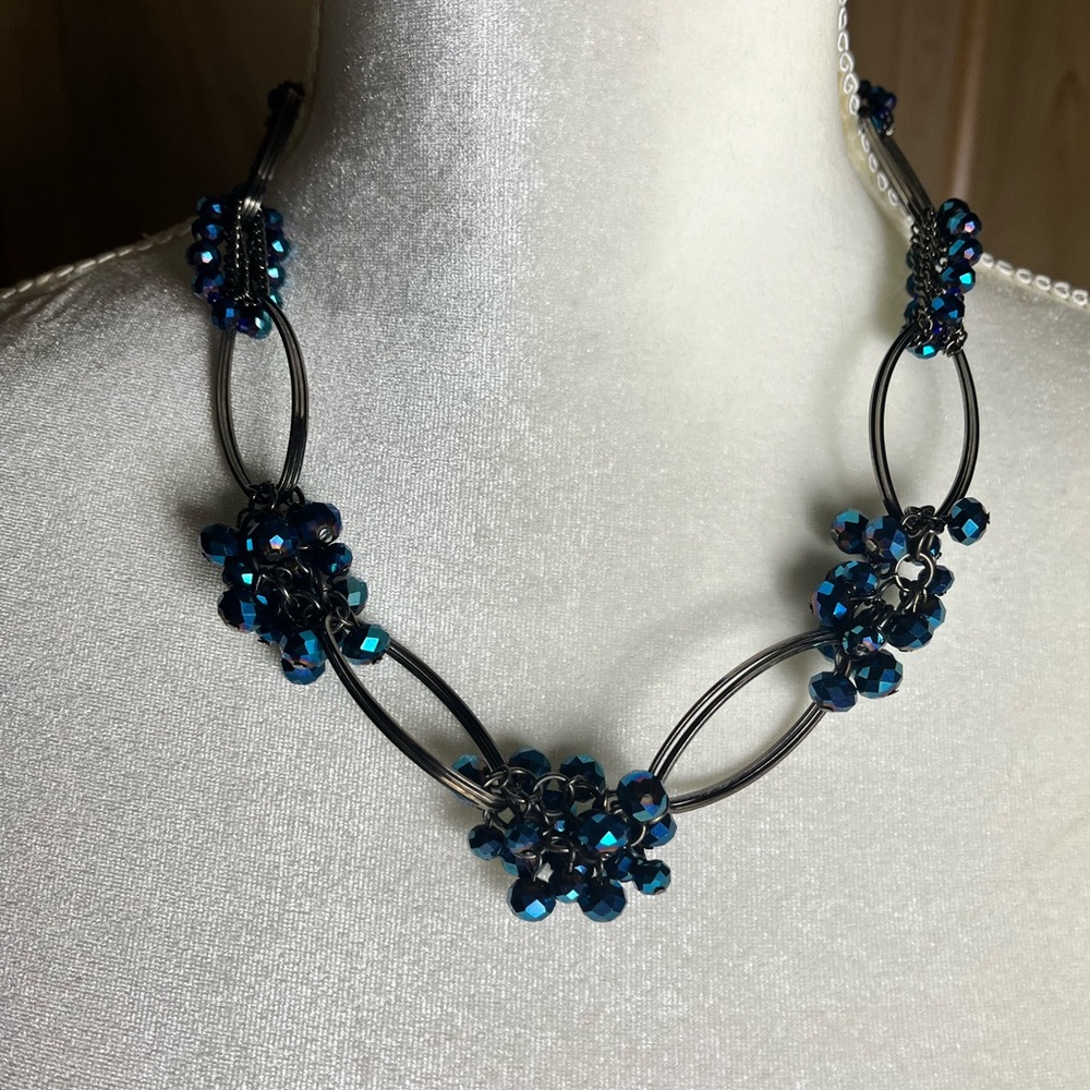 Women’s Multi-Color Beaded Necklace Set — Purple, Turquoise, Cream, Gold Accents - Picture 11 of 11